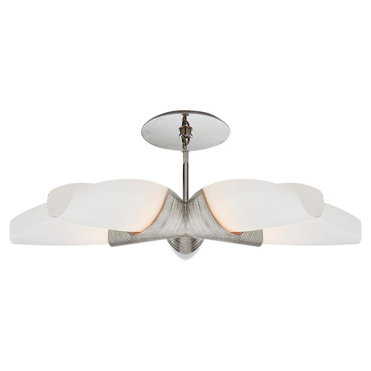 Utopia Medium White Glass Five-Arm Chandelier