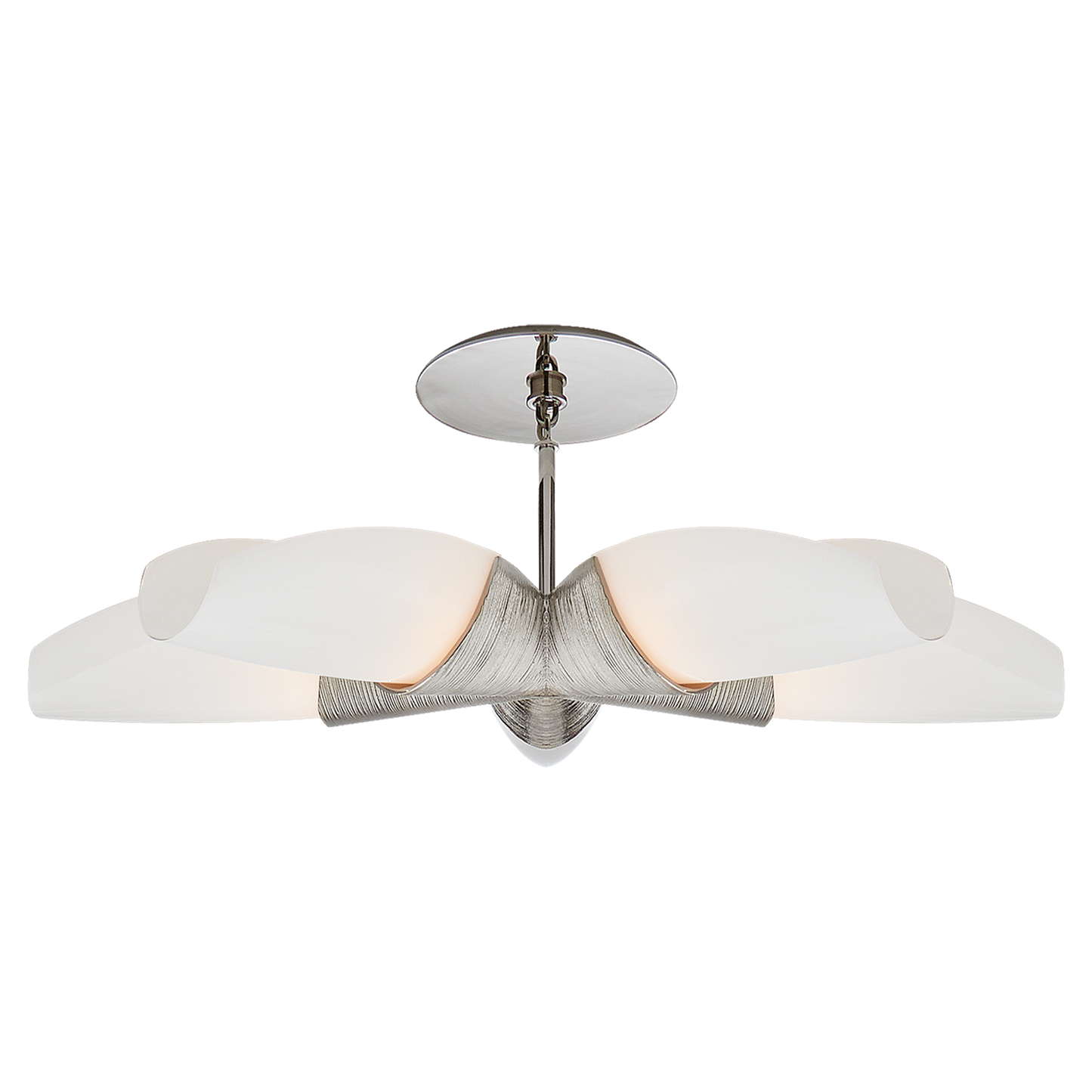 Utopia Medium White Glass Five-Arm Chandelier