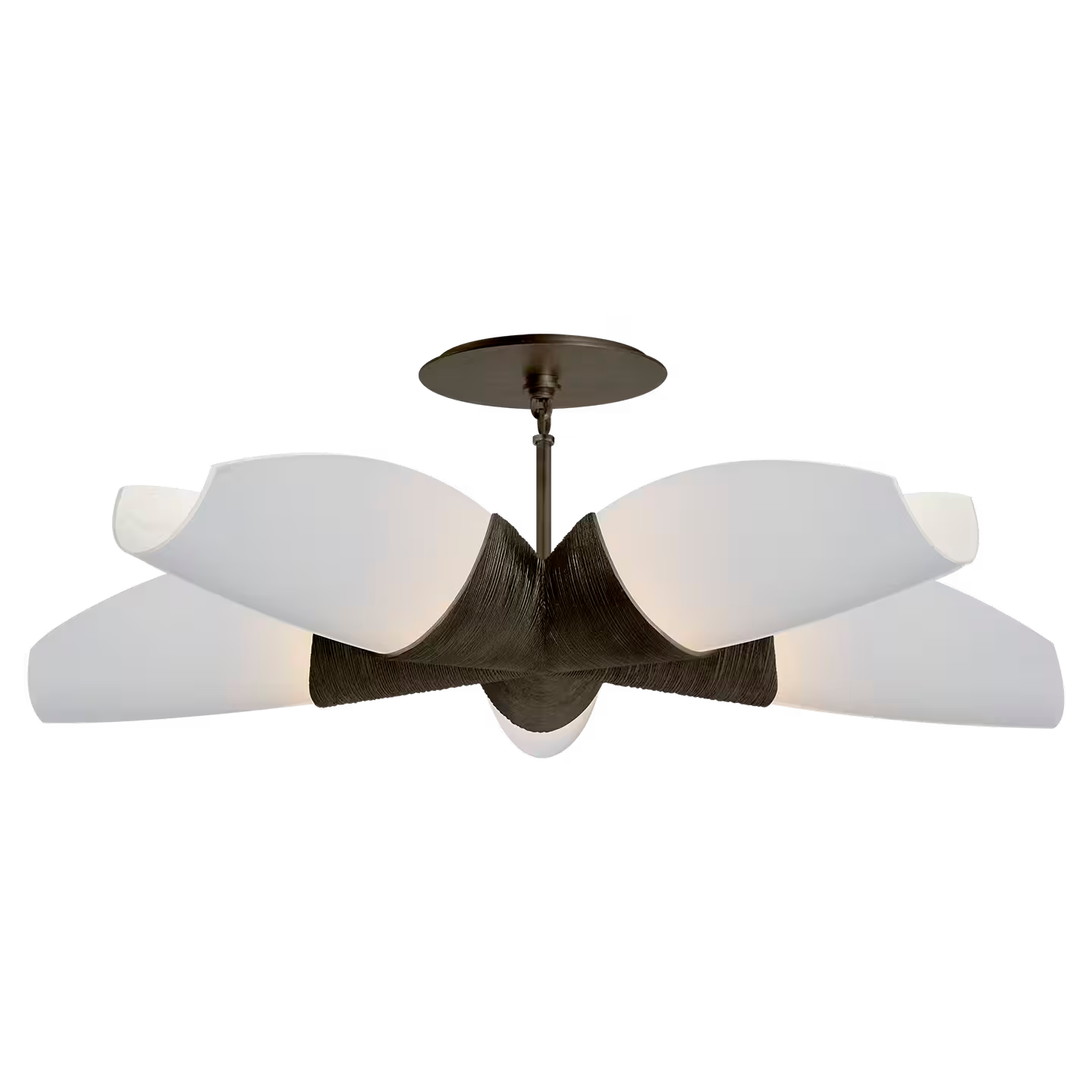 Utopia Medium White Glass Five-Arm Chandelier