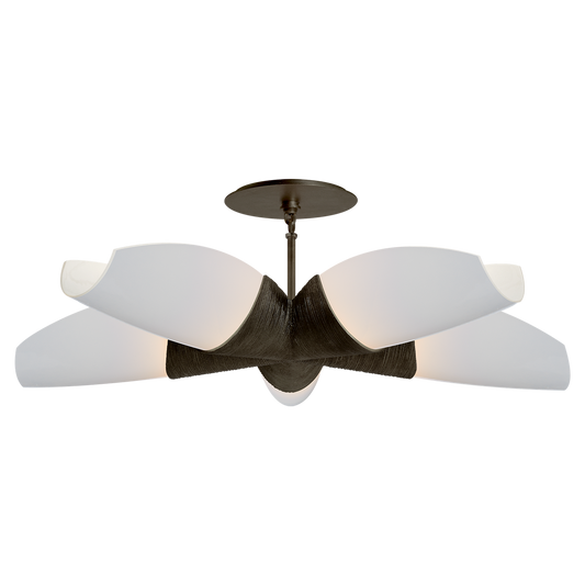 Utopia Medium White Glass Five-Arm Chandelier
