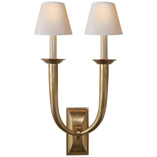 French Deco Horn Double Wall Light