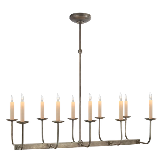 Linear Ten-Light Branched Chandelier