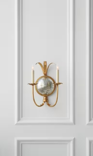 Gramercy Double Wall Light in Gilded Iron