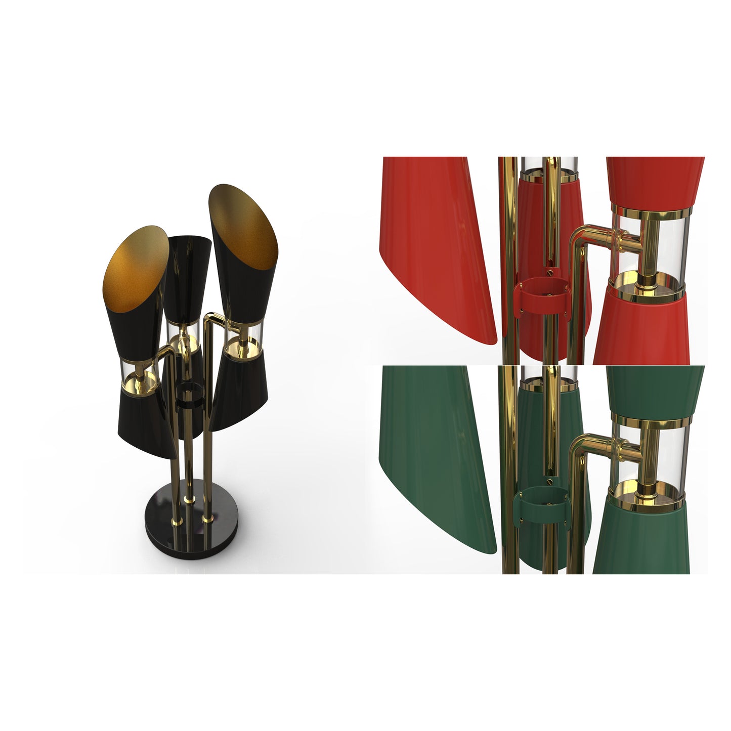 Colman Six-Light Up & Down Table Lamp with Gold & Lacquer Body