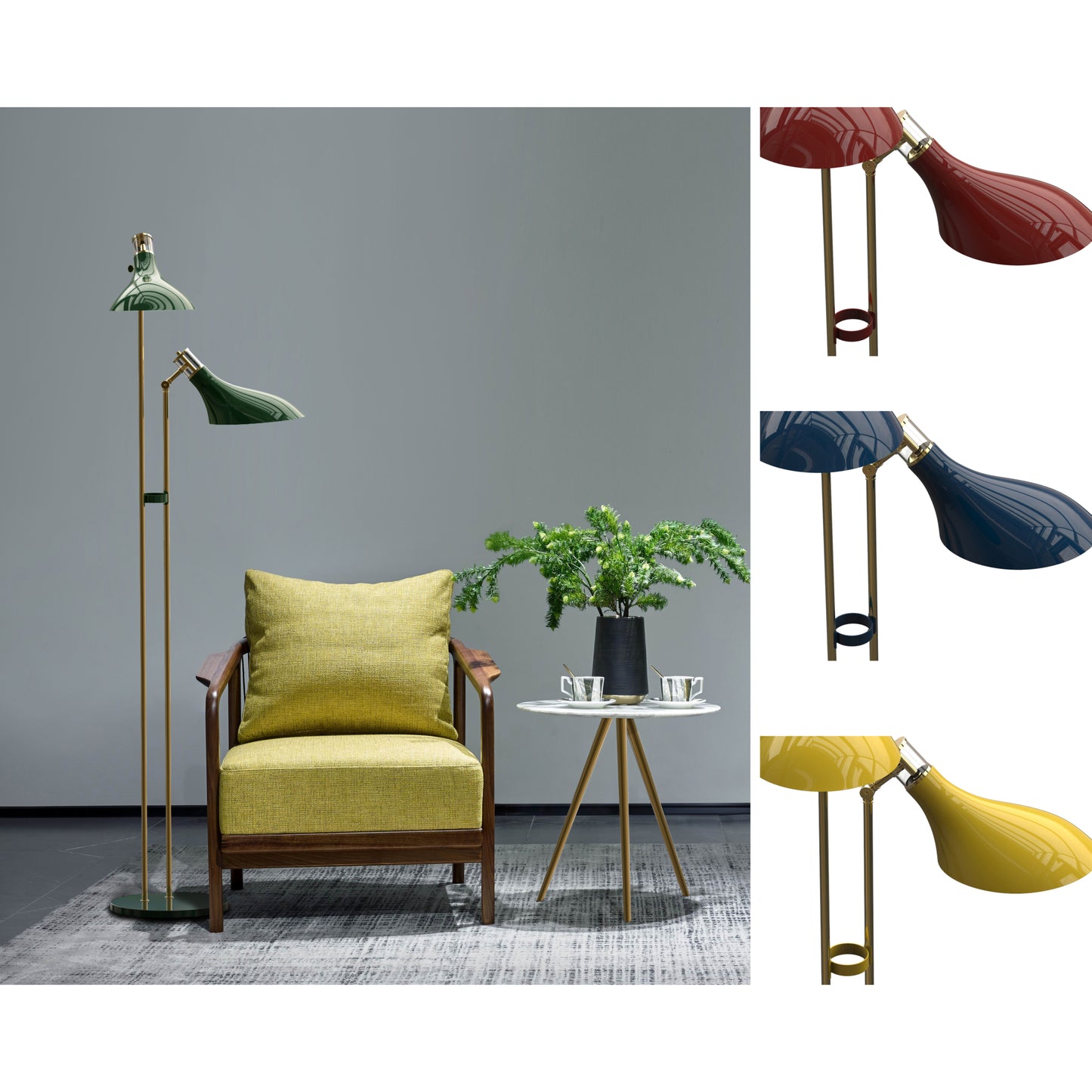 Colman Two-Light Floor Lamp with Gold & Lacquer Body