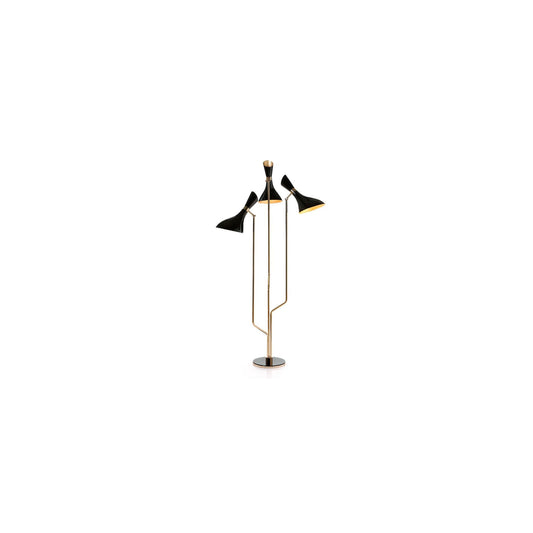 Stewart Three-Light Floor Lamp with Gold & Lacquer Body