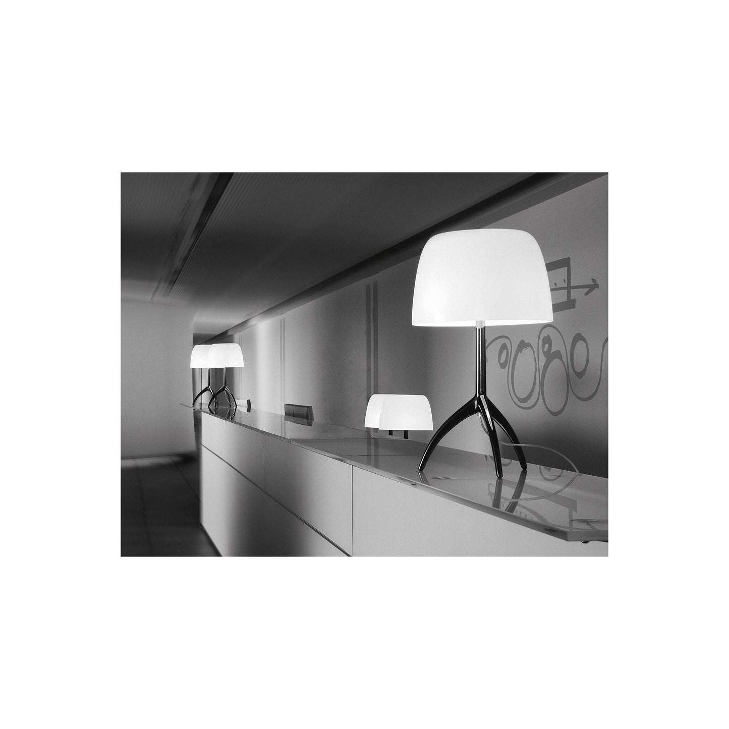 Lumiere Grande On/Off Black Chrome Table Lamp with Black Glass Diffuser