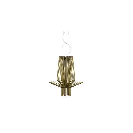 Allegro Assai Gold LED Pendant with Lacquered Aluminium & Chromed Metal
