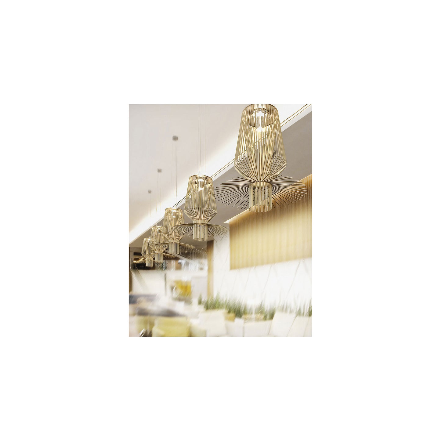 Allegro Assai Gold LED Pendant with Lacquered Aluminium & Chromed Metal