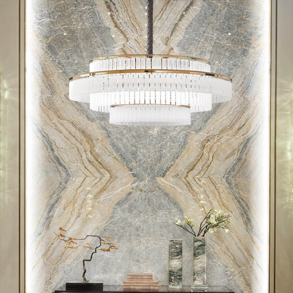 Charles Small Metal Pendant with Etched Glass Elements & Leather Details
