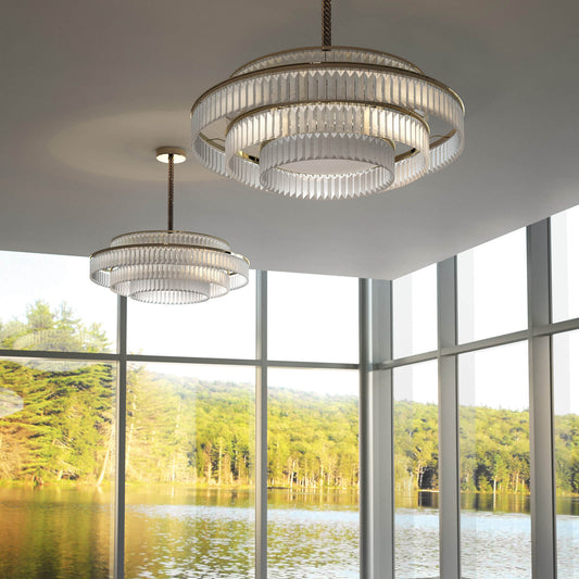 Charles Small Metal Pendant with Etched Glass Elements & Leather Details