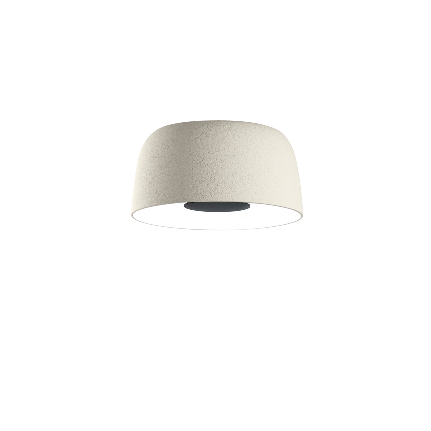 Djembe C 42.28 Large LED Ceiling Surface with Stone Texture Outer and smooth Satin White Inner