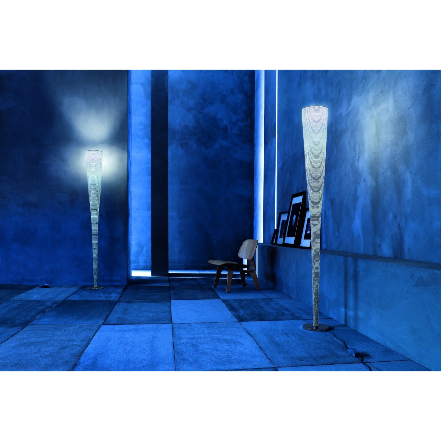 Mite Fibre Glass Floor Lamp with Nickel-Plated Metal Steel & Aluminium