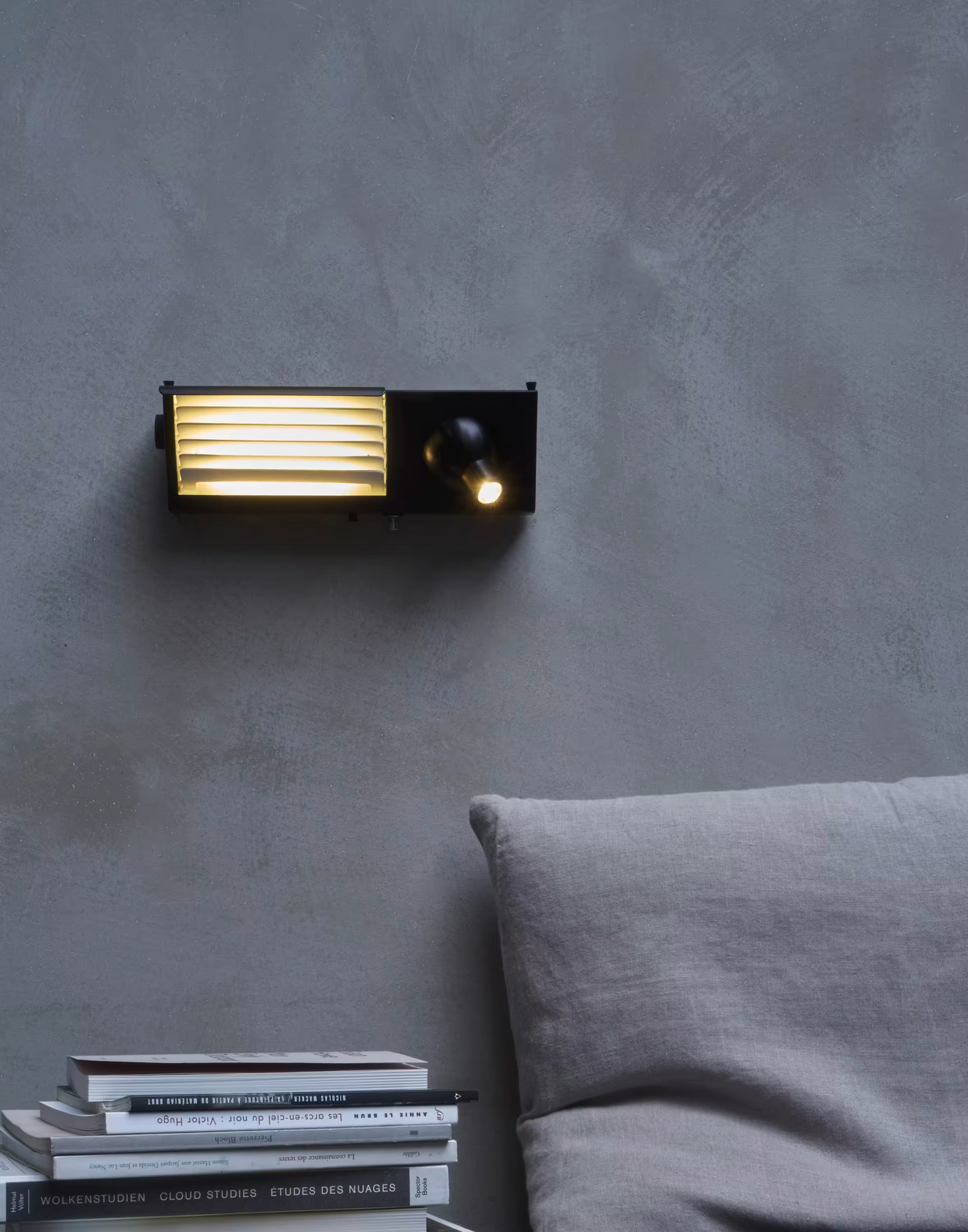 Biny Bedside Left Wall Lamp with Integrated LED Spotlight