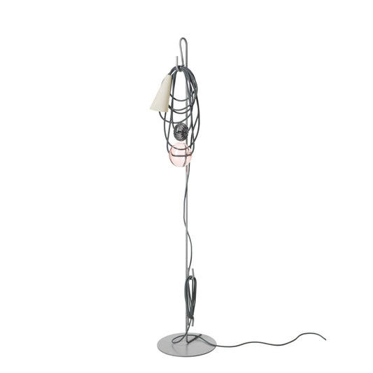 Filo Lettura Blown Glass Floor Lamp with Varnished Metal