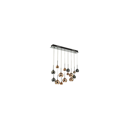 Aurelia 15-Light Bar Pendant Black Chrome & Multi Colour