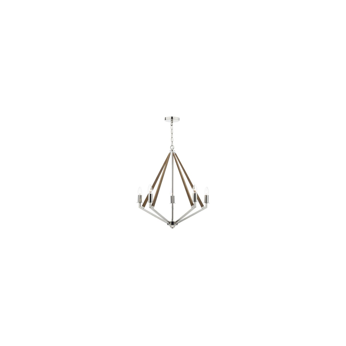 Hotel Five-Light Chandelier with Polished Nickel