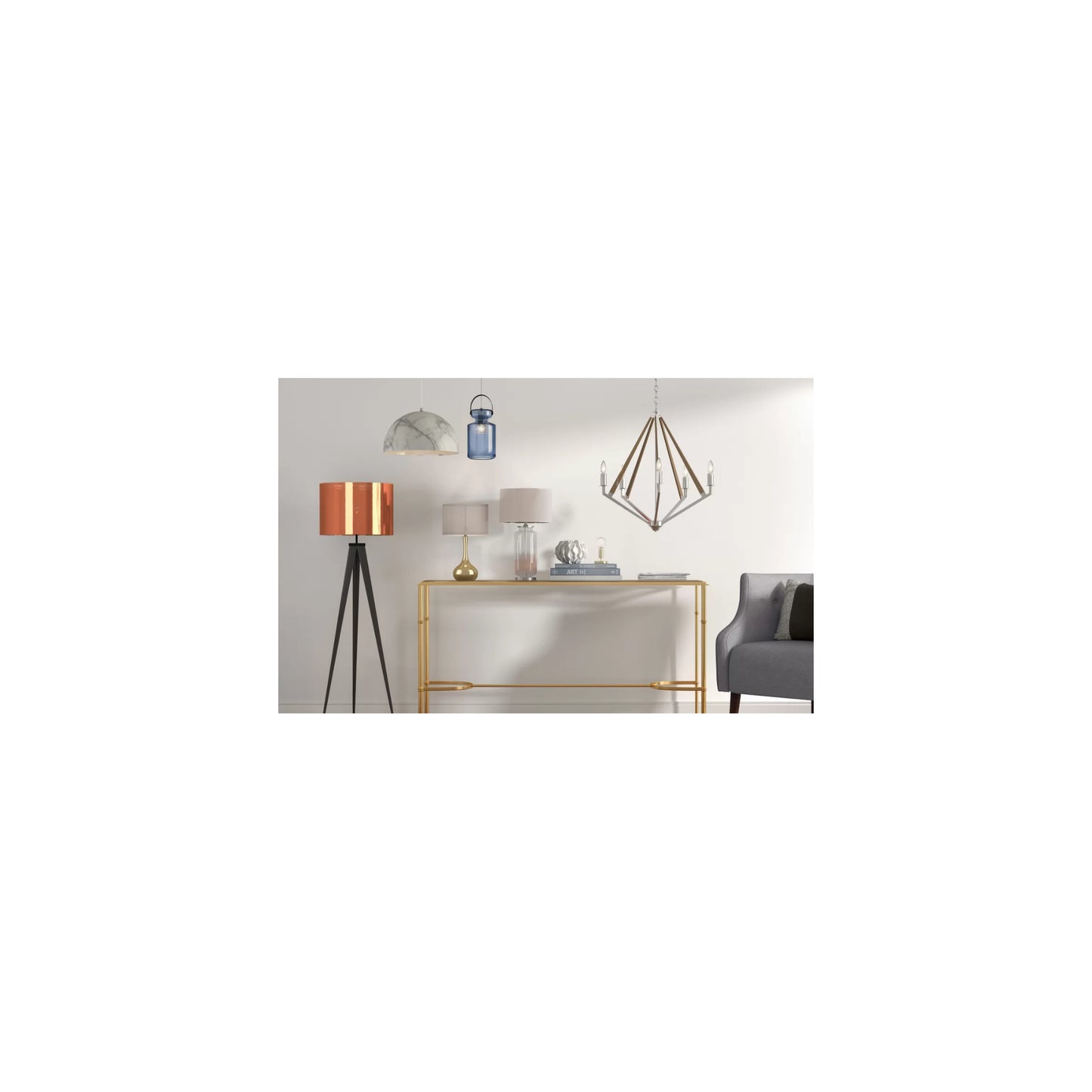 Hotel Five-Light Chandelier with Polished Nickel