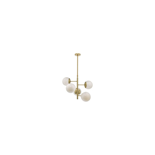 Bombazine 5-Light Brass Pendant with Opal Glass