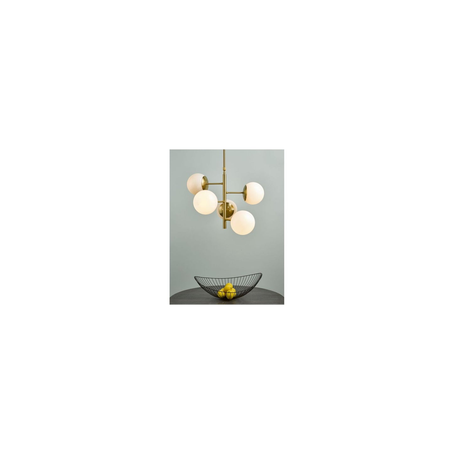 Bombazine 5-Light Brass Pendant with Opal Glass