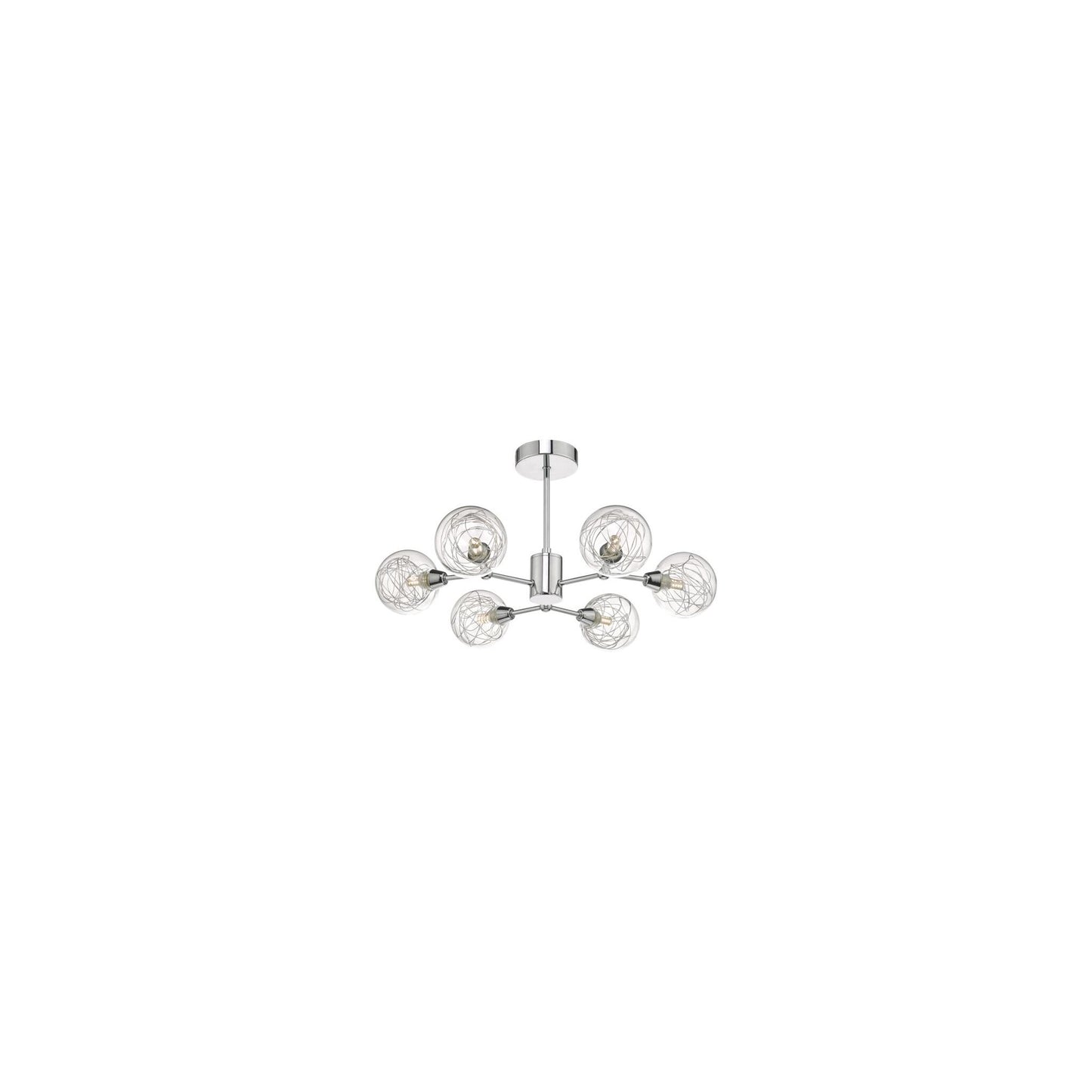 Tyka 6-Light Semi Flush Polished Chrome with Clear Glass Shade