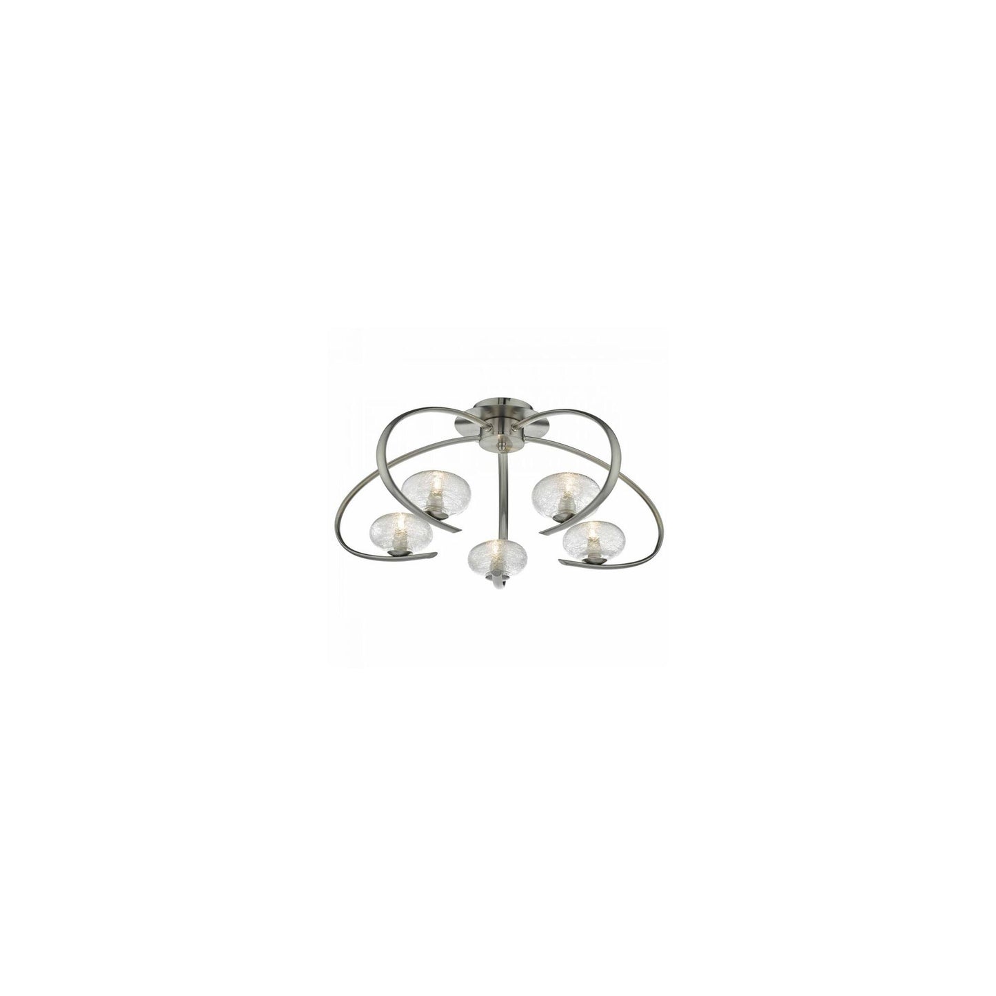 Leighton 5-Light Semi Flush in Satin Chrome with Sugar Cane Glass