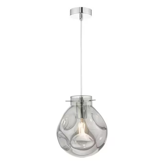 Quinn Polished Chrome Pendant with Smoked Glass
