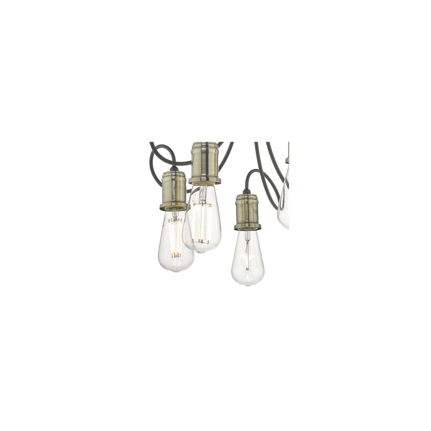 Alzbet 5-Light Semi Flush Antique Brass with Flowing Black Arms