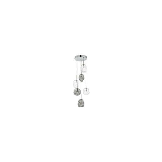 Quinn 6-Light Cluster Pendant with Organically Shaped Blown Glass