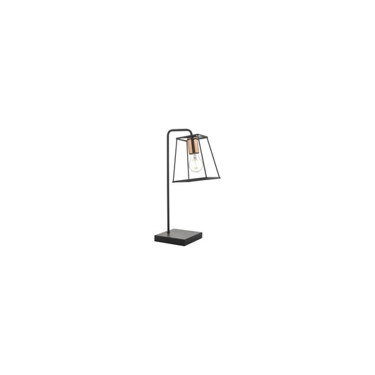 Tower Table Lamp Matt Black with Copper Detailing