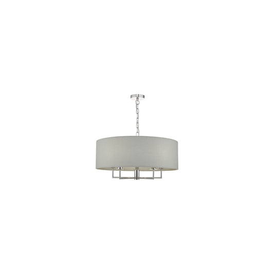 Jamelia 5-Light Pendant with Polished Chrome Detailing & Cotton Shade