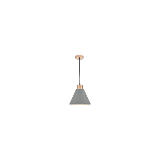 Zocalo 1-Light Pendant Copper with Matt Grey Finished Shade