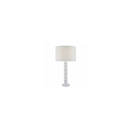 Mina Table Lamp Polished Chrome & Crystal with Cream Cotton Shade