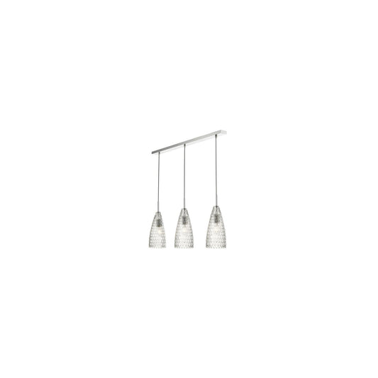 Zuka 3-Light Bar Pendant Polished Chrome with Textured Glass