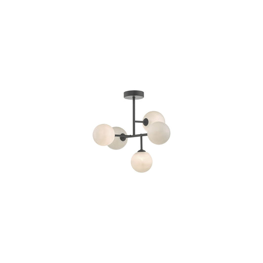 Euan 5-Light Semi Flush with Opal Glass Shade