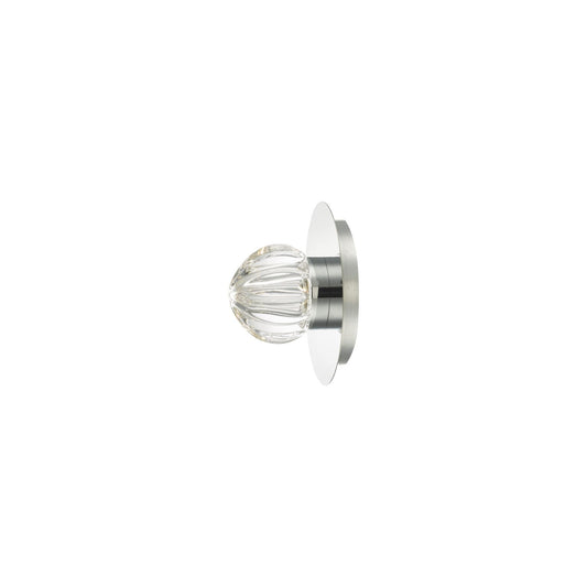 Zondra LED Wall Light Polished Chrome with Rippled Glass Shade