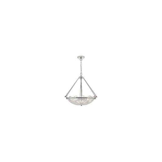 Avril 3-Light Pendant Polished Nickel with Ribbed Curved Glass