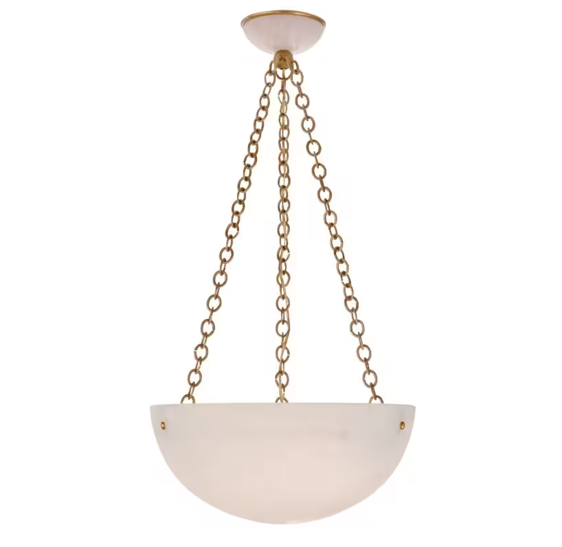 O'Connor Chandelier in Hand-Rubbed Antique Brass and Alabaster