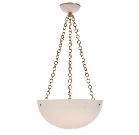 O'Connor Chandelier in Hand-Rubbed Antique Brass and Alabaster