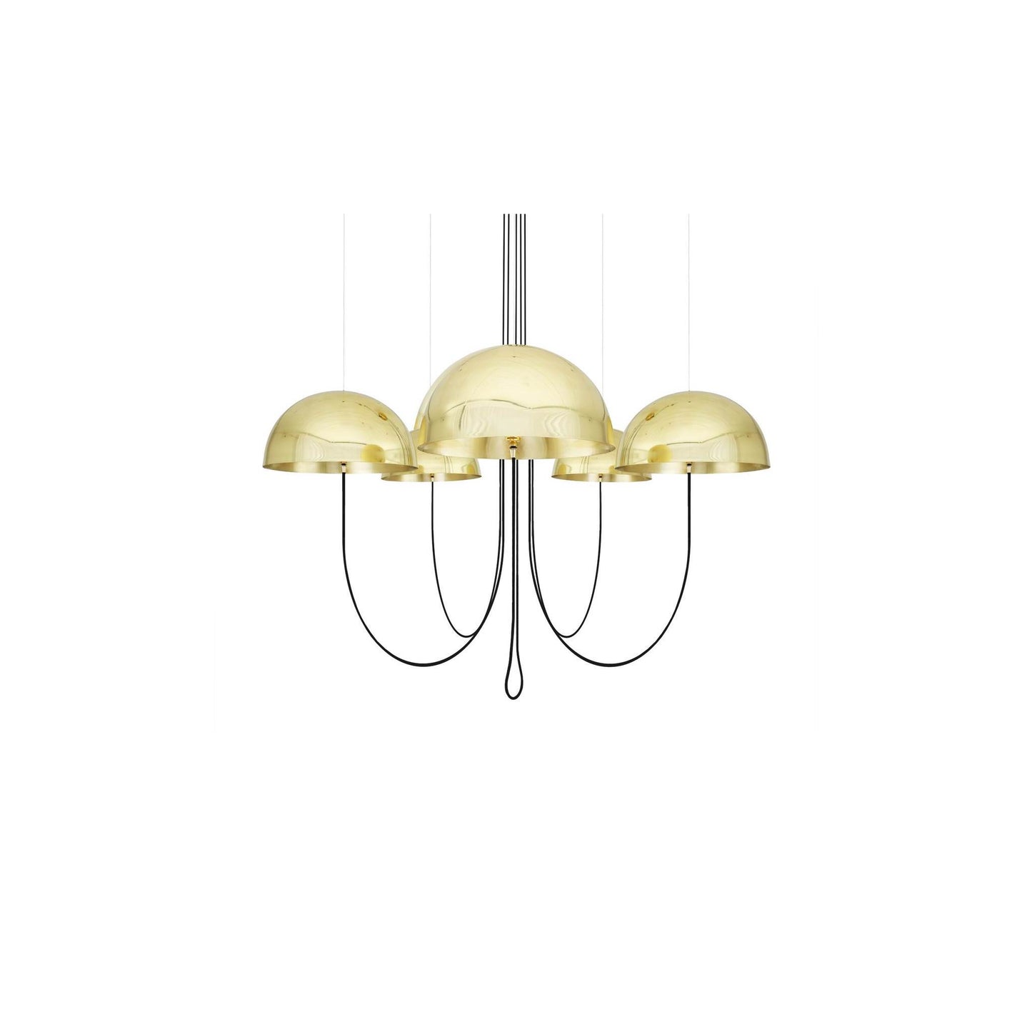 Alegre 5-Light Modern Chandelier with Floating Brass Dome