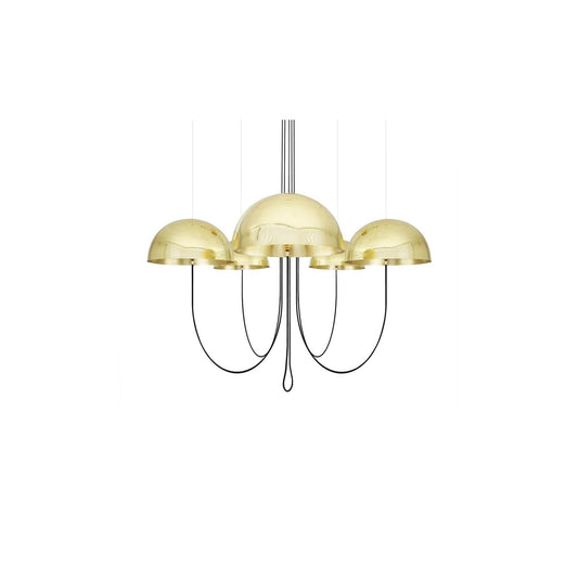 Alegre 5-Light Modern Chandelier with Floating Brass Dome