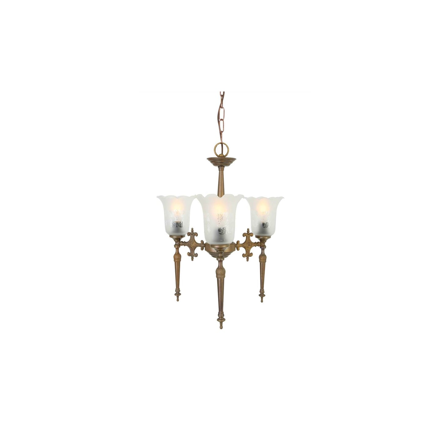 Allen 3-Arm Traditional Brass / Glass Chandelier