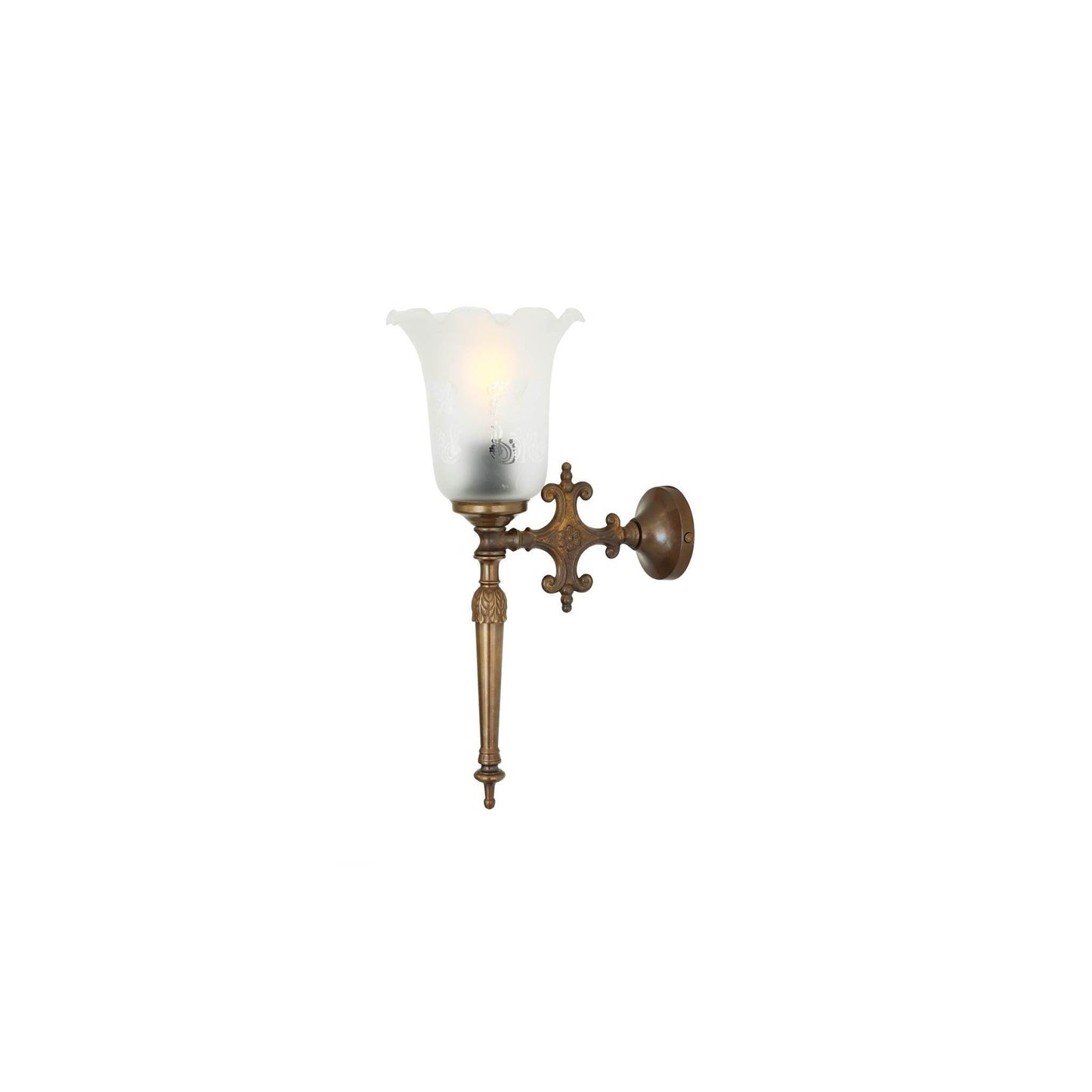 Allen Brass Wall Light with White Glass Shade