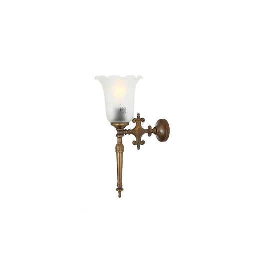 Allen Brass Wall Light with White Glass Shade