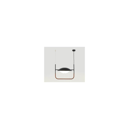 Wong Matt Black Pendant with Brown Leather