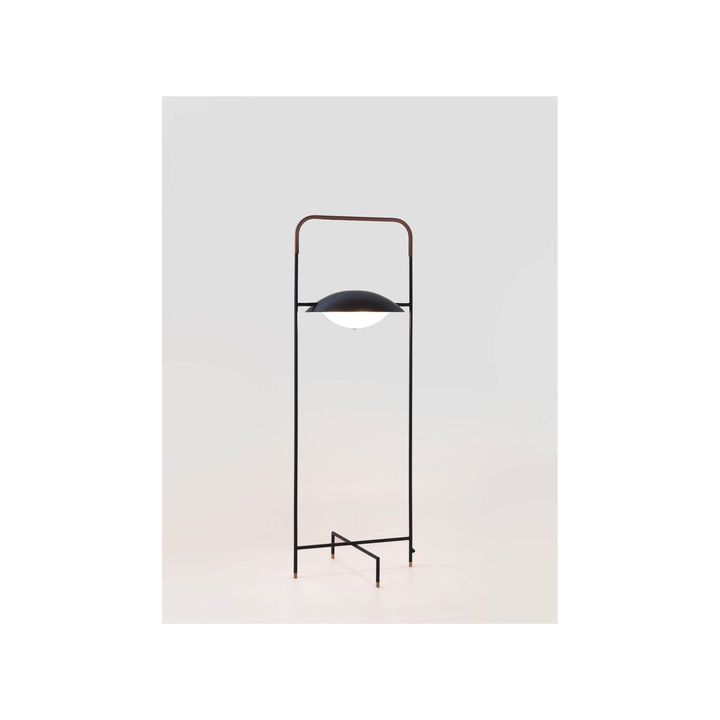 Wong Matt Black Floor Lamp with Copper & Brass Detailing