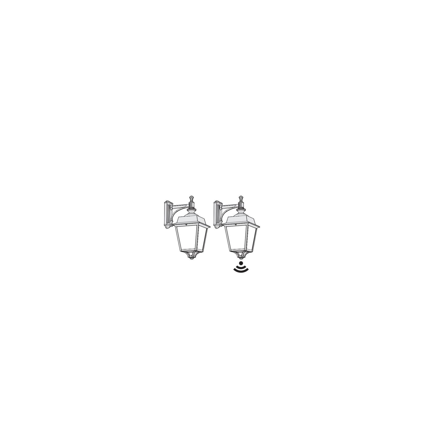 Place des Vosges 1 Evolution Model 4 Sensor Downwards Wall Bracket with Clear Glass