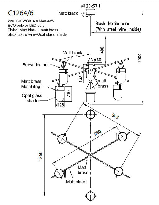Almon 6-Arm Chandelier