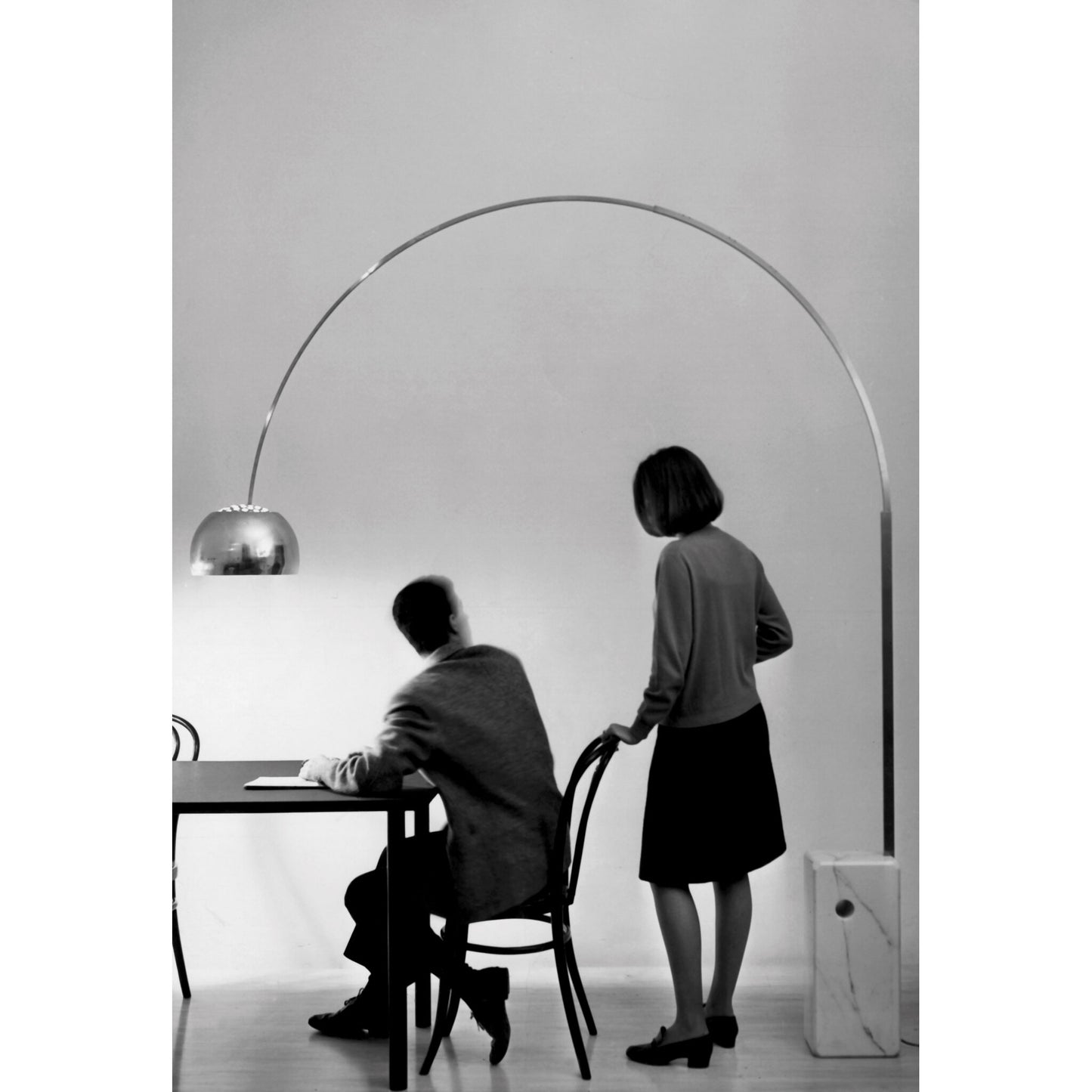Arco LED Floor Lamp Marble Base with Aluminum Direct Light