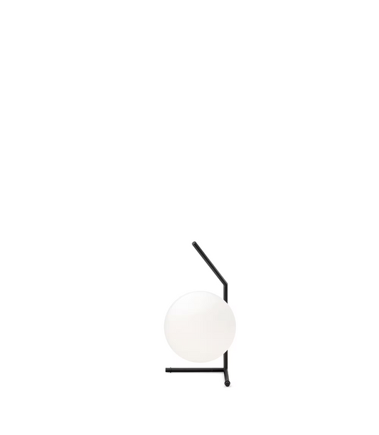 IC T1 Low Chrome Steel Table Lamp with Blown Glass Opal Diffuser